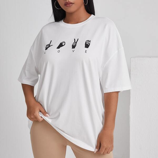 

Plus Gesture And Letter Graphic Tee, White