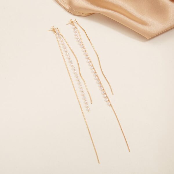 

Faux Pearl Decor Earrings, Gold