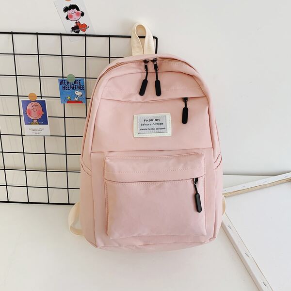 

Letter Graphic Functional Backpack, Pink
