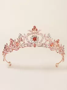 Rhinestone Decor Crown Design Headband - Rose Gold - View 1