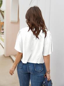 SHEIN LUNE Plus Size Women Tops Simpul Plain Casual - Putih - View 2