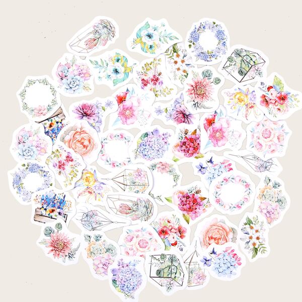 

46pcs Floral Pattern Sticker, Multicolor