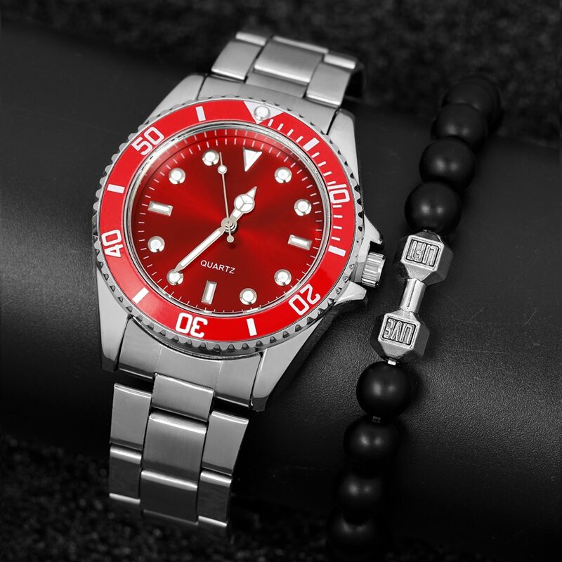 

1pc Guys Studded Dial Watch & 1pc Bracelet