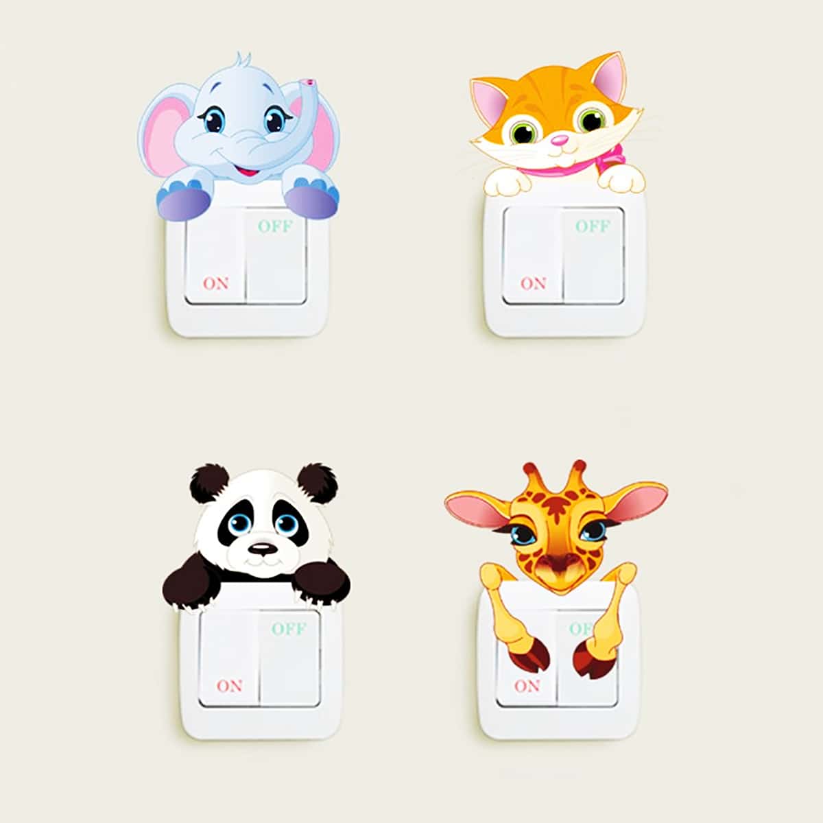 

4pcs Cartoon Animal Switch Sticker, Multicolor
