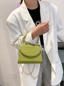 New Arrival Minimalist Color Chain Crossbody Bag Casual Crocodile-Patterned Geometric Women's Handbag Fashion Stone-Patterned Shoulder Bag Gift For Matching, Bag, Gifts, Outfit, Perfect For Dress, Wedding Dress, Formal Dresses For Women, Prom Dress, Dress, Birthday Dress,