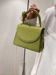 New Arrival Minimalist Color Chain Crossbody Bag Casual Crocodile-Patterned Geometric Women's Handbag Fashion Stone-Patterned Shoulder Bag Gift For Matching, Bag, Gifts, Outfit, Perfect For Dress, Wedding Dress, Formal Dresses For Women, Prom Dress, Dress, Birthday Dress,