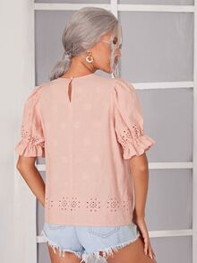 SHEIN Top schiffy de puño fruncido - Rosa Pálido - Ver 2