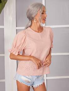 SHEIN Top schiffy de puño fruncido - Rosa Pálido - Ver 4