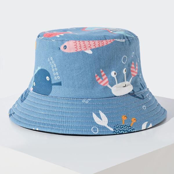

Cartoon Graphic Bucket Hat, Blue