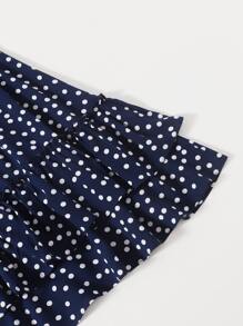 Girls Polka Dot Layered Dress - Navy Blue - View 3