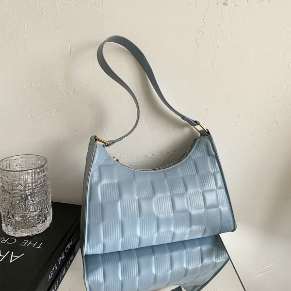

Minimalist Textured Shoulder Bag, Blue