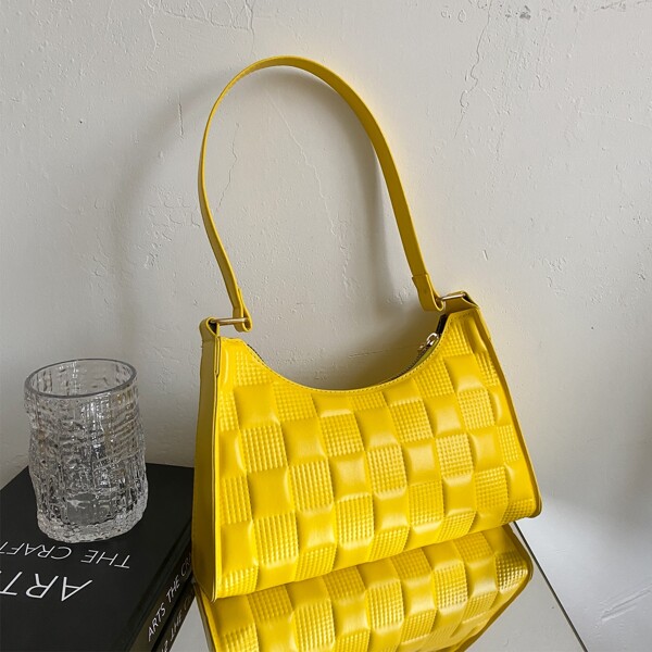 

Minimalist Textured Shoulder Bag, Yellow