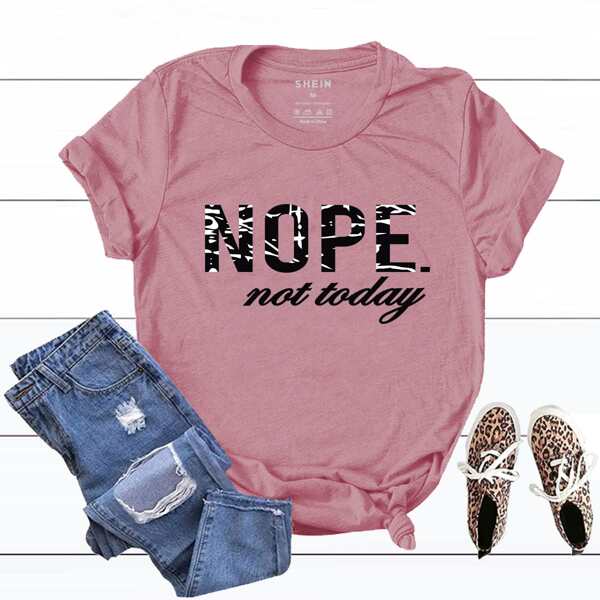 

Letter Graphic Round Neck Tee, Dusty pink