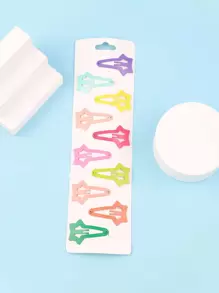 10pcs Toddler Girls Star Design Hair Clip - Multicolor - View 1