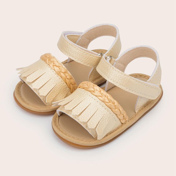 

Baby Girls Fringe Decor Strappy Sandals, Gold