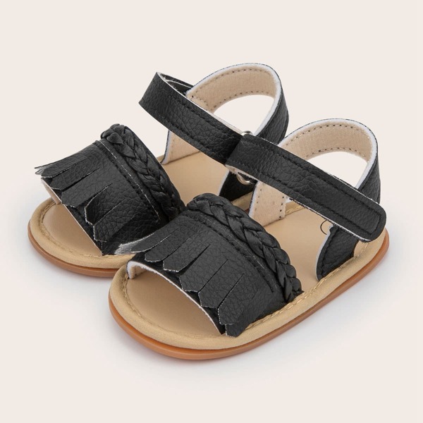 

Baby Girls Fringe Decor Strappy Sandals, Black
