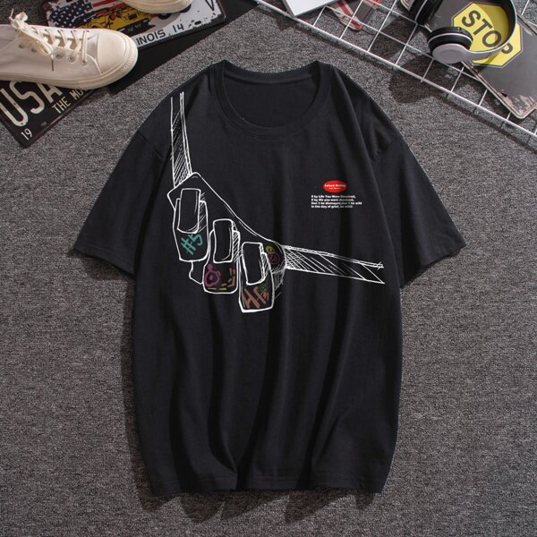 

Men Slogan Graphic Short Sleeve Tee, Black