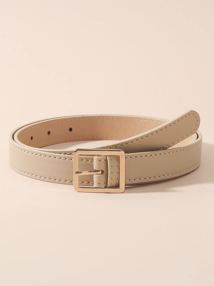 2000s Style Geometric Buckle Belt For Coats And Dresses Fall, Autumn, Halloween - Khaki - View 1