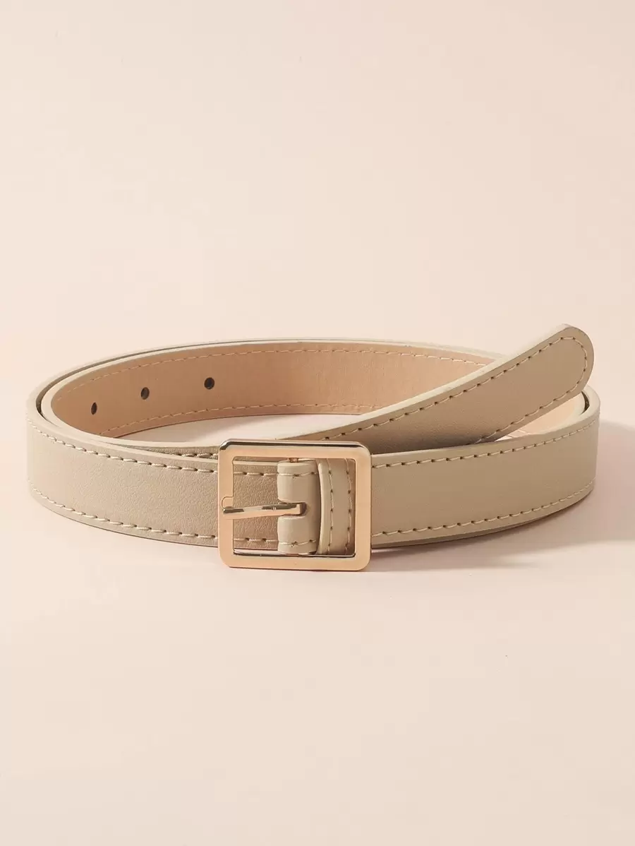 2000s Style Geometric Buckle Belt For Coats And Dresses Fall, Autumn, Halloween - Khaki - View 1