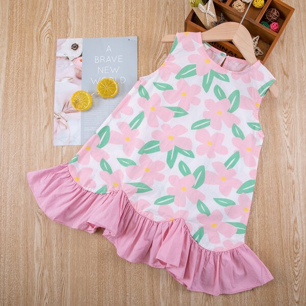 

Toddler Girls Floral Ruffle Hem Dress, Multicolor