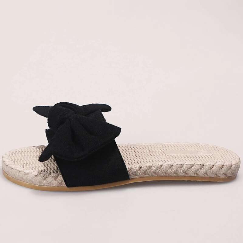 

Bow Decor Flat Sandals, Black
