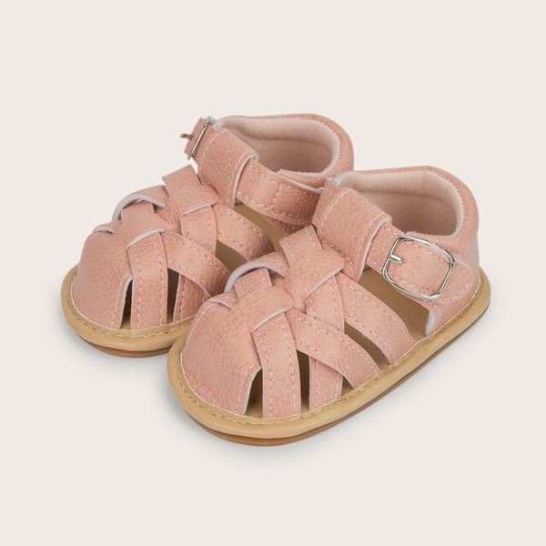 

Baby Girls Braided Design Strappy Sandals, Pink
