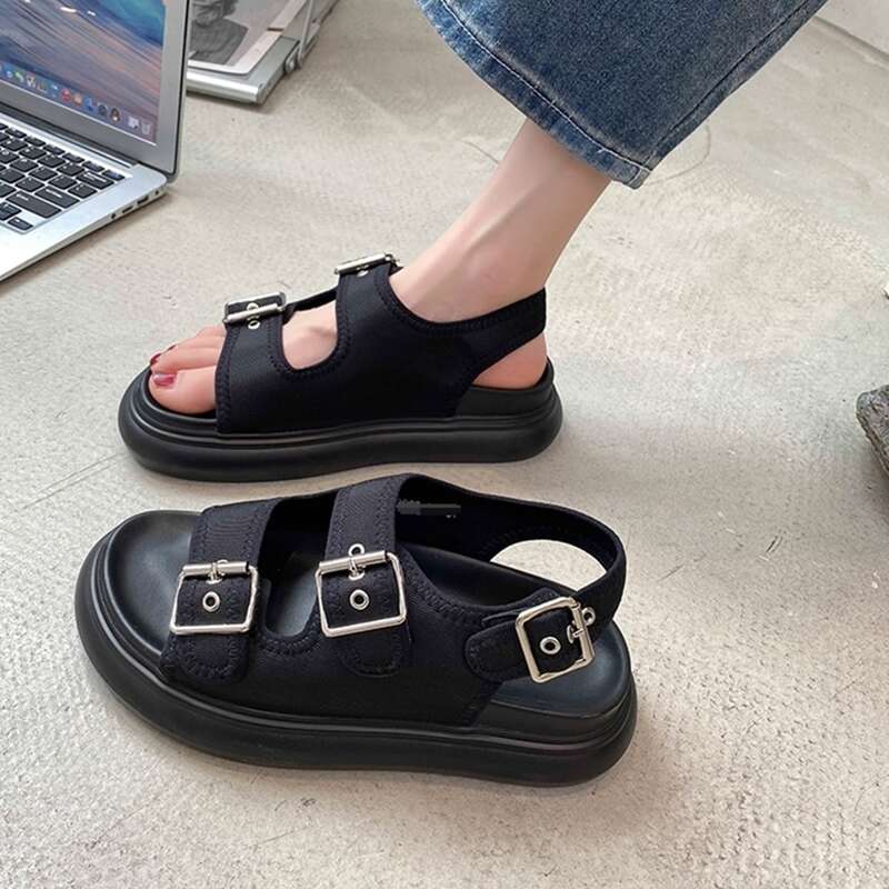 

Buckle Design Sandals, Black