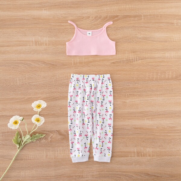 

Baby Girl Cami Top & Flamingo Pants, Multicolor