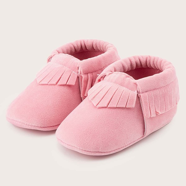 

Baby Girls Minimalist Fringe Decor Flats, Pink