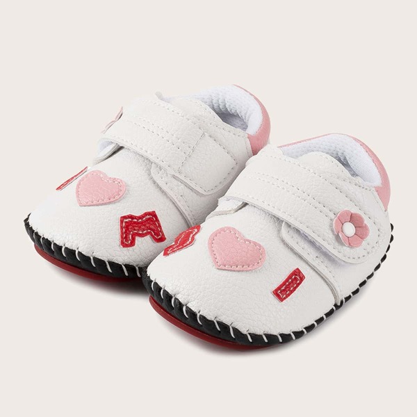

Baby Girls Applique Velcro Strap Sneakers, White