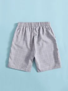 SHEIN Tween Boy Grid Print Shorts - Light Grey - View 2