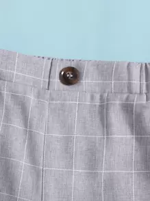 SHEIN Tween Boy Grid Print Shorts - Light Grey - View 3