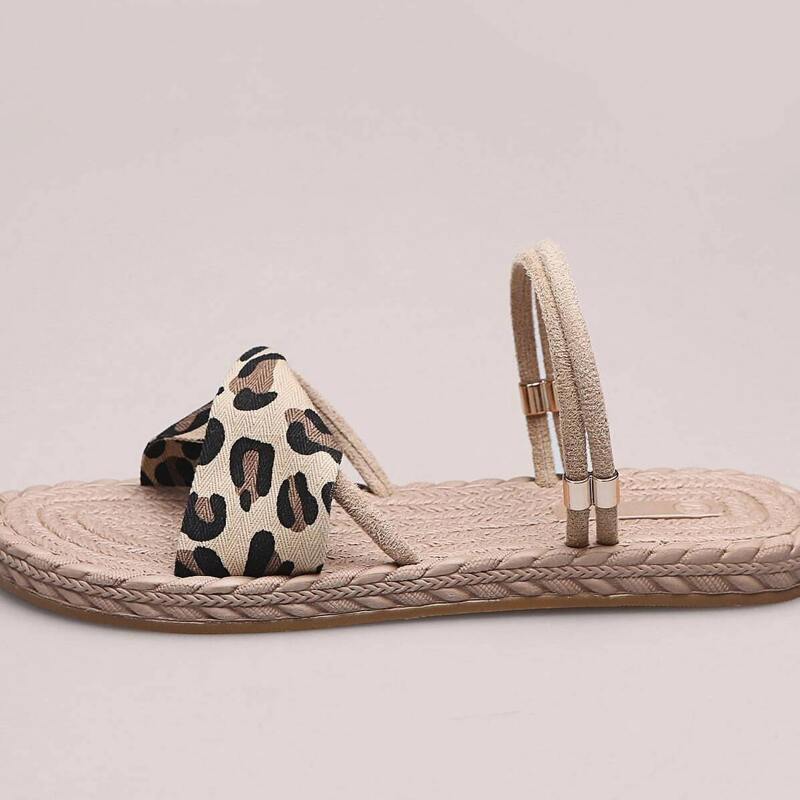 

Leopard Strappy Sandals, Brown
