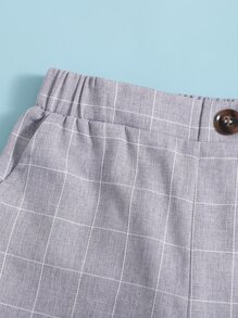 SHEIN Tween Boy Grid Print Shorts - Light Grey - View 4