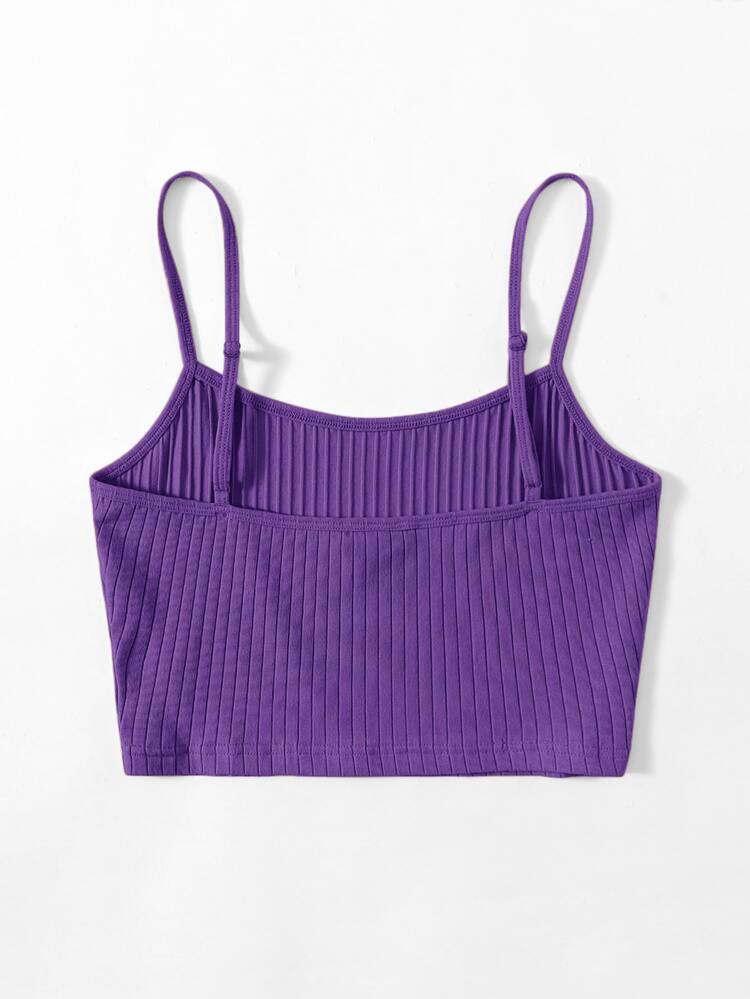 Muchica Rib-knit Crop Cami Top - Violet Purple - View 2