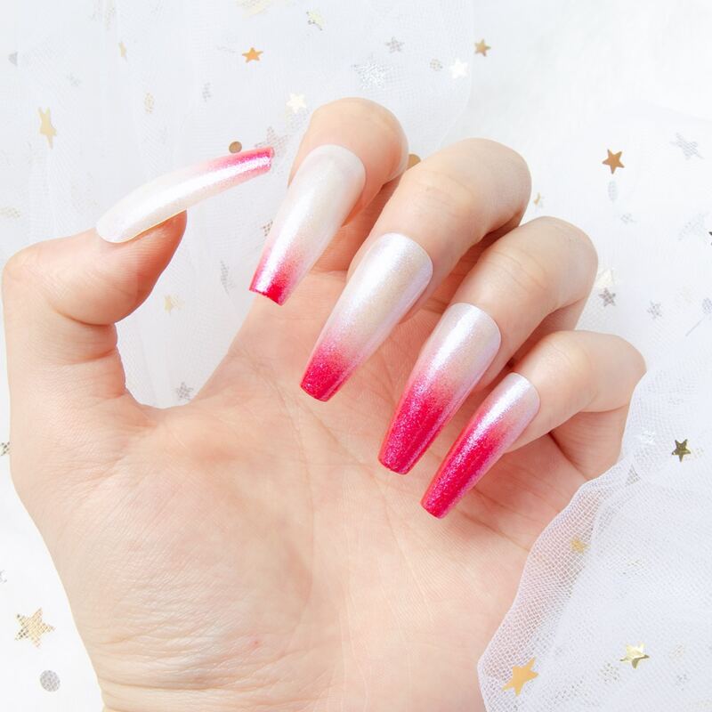 

24pcs Ombre Glitter Fake Nail, Multicolor