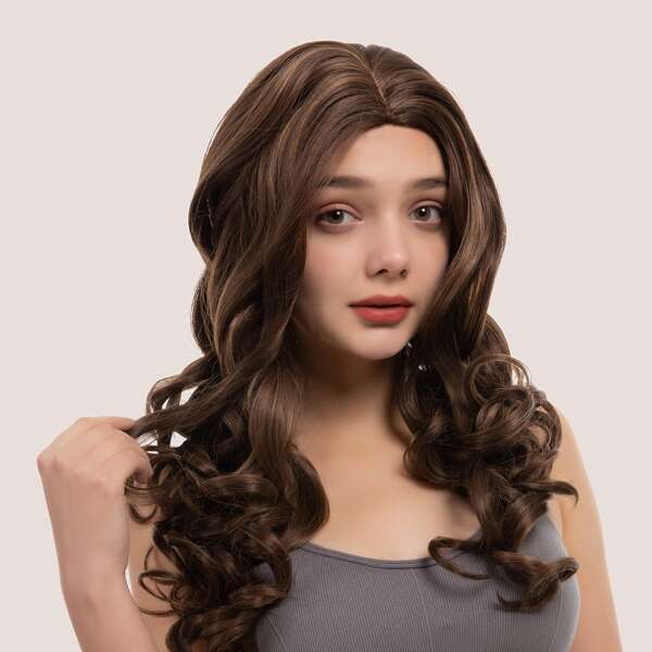 

Natural Long Curly Wig, Brown