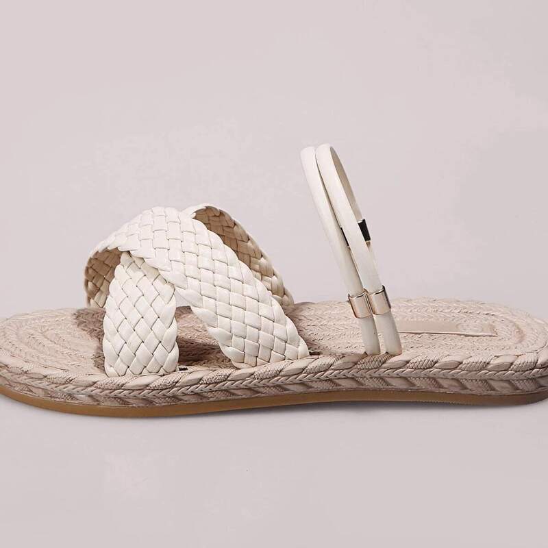 

Braided Slide Sandals, Beige
