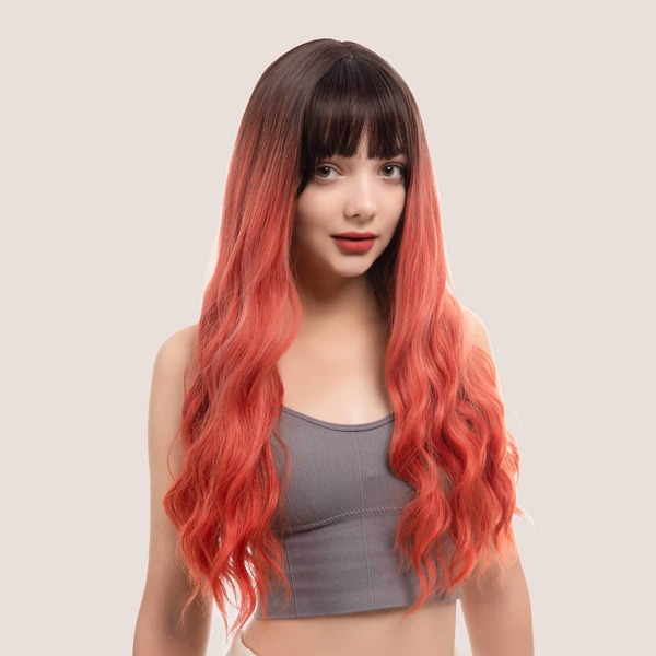 

Natural Ombre Long Curly Wig With Bangs
