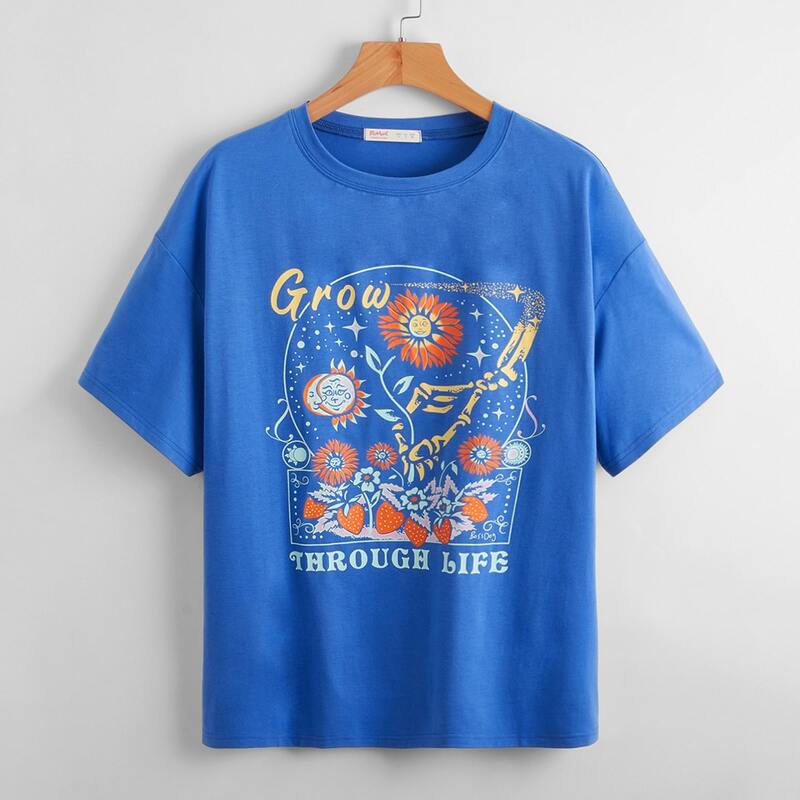 

Letter Sun & Moon Graphic Tee, Blue