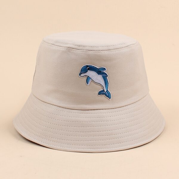 

Dolphin Embroidered Bucket Hat, Khaki