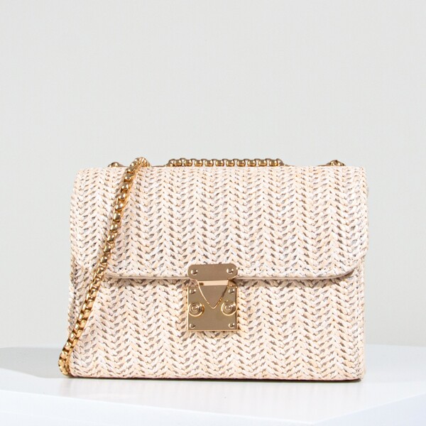 

Minimalist Flap Straw Bag, Apricot