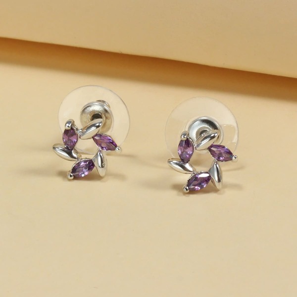 

Zircon Decor Stud Earrings, Silver