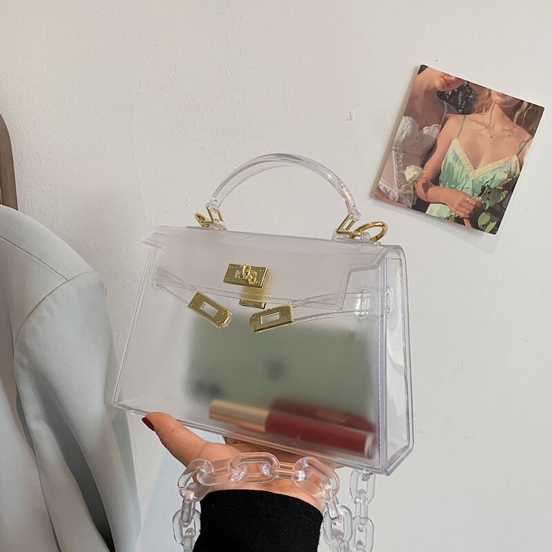 

Clear Chain Strap Satchel Bag