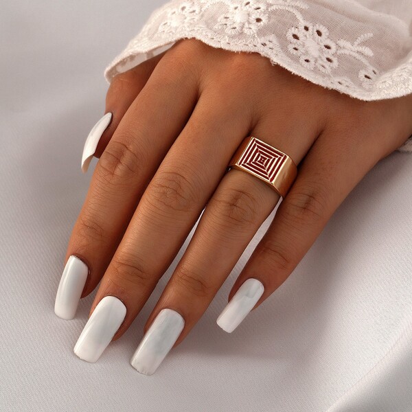 

1pc Alloy Ring, Gold