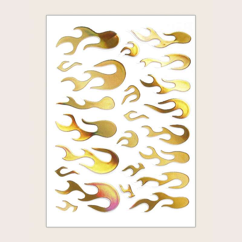 

1sheet Fire Pattern Laser Nail Art Sticker, Gold