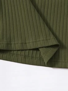 SHEIN EZwear Top de tirantes corto de canalé - Verde militar - Ver 5