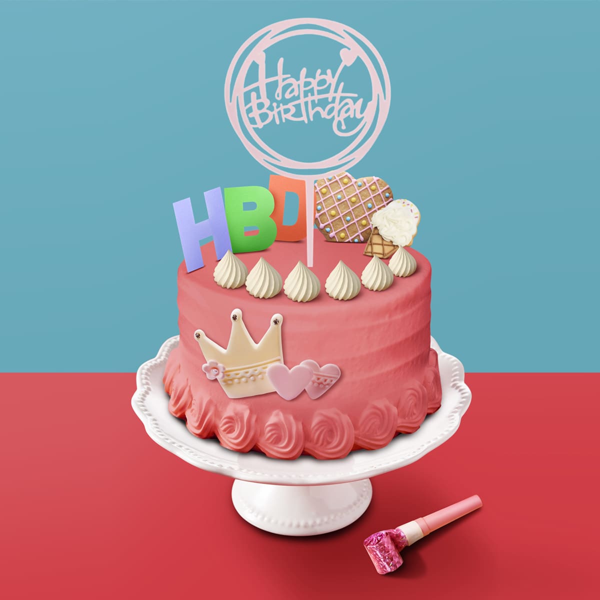 

Letter Design Cake Topper, Pink