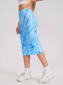 SHEIN ICON 高腰紮染半身裙