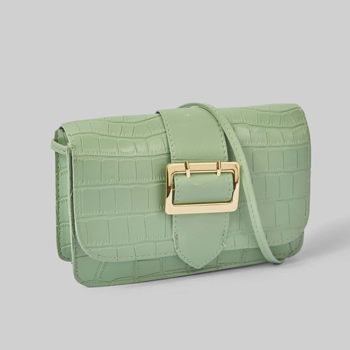 

Metal Decor Crossbody Bag, Mint green